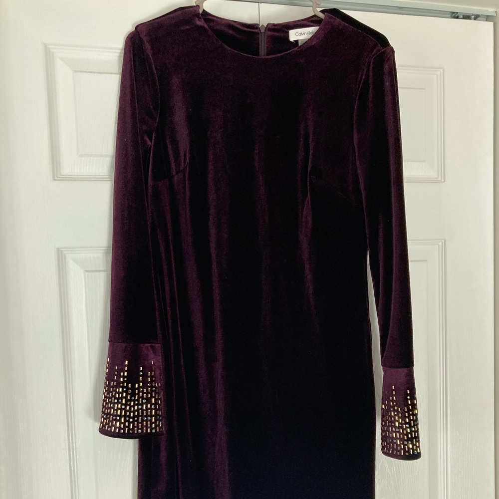 Calvin Klein Velvet Bell Sleeve Dress 4